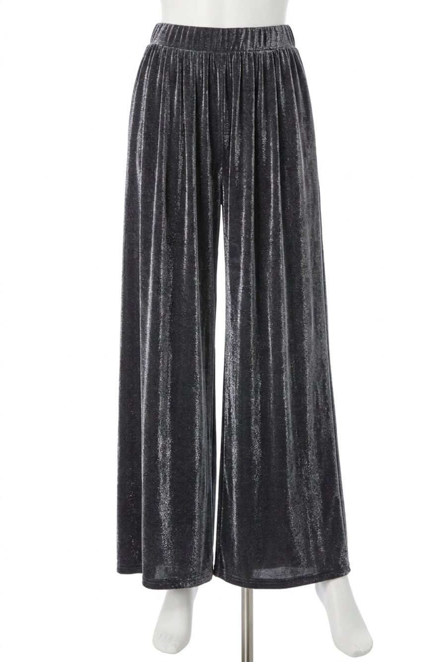 NEW BY TOGETHER knit nylon polyester lurex wide leg pants in black